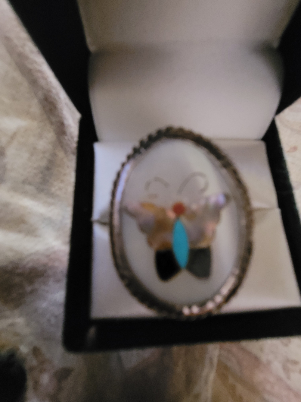 Turquoise Abalone  Multicolor Butterfly Sterling Silver Ring- Women Jewelry Sz6